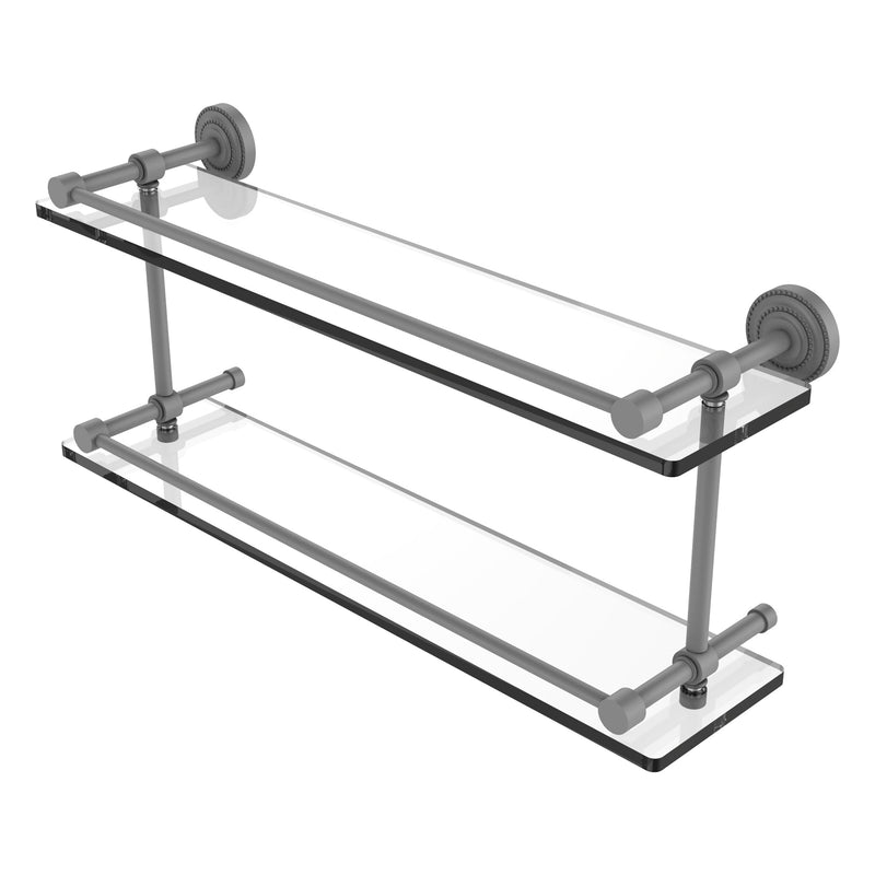 Dottingham Collection Double Glass Shelf with Gallery Rail