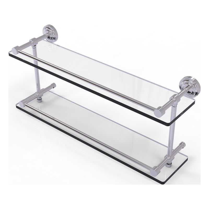 Dottingham Collection Double Glass Shelf with Gallery Rail