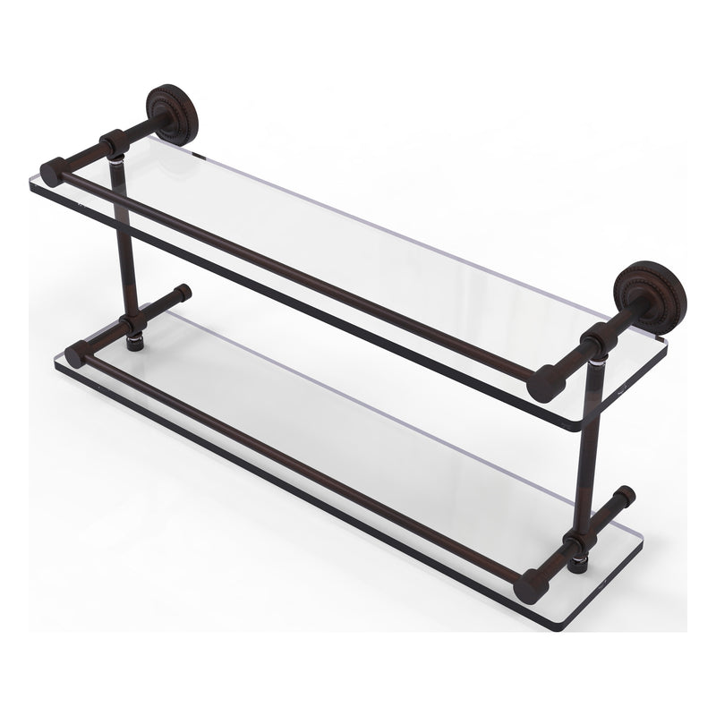 Dottingham Collection Double Glass Shelf with Gallery Rail