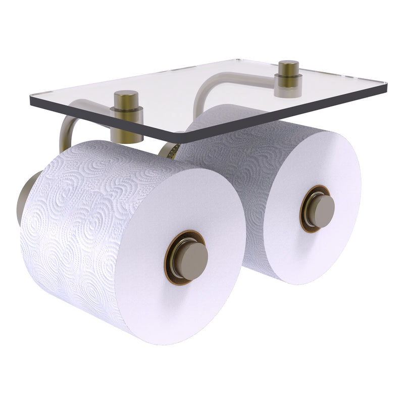 Dottingham Collection 2 Roll Toilet Paper Holder with Glass Shelf