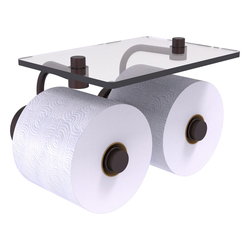 Dottingham Collection 2 Roll Toilet Paper Holder with Glass Shelf