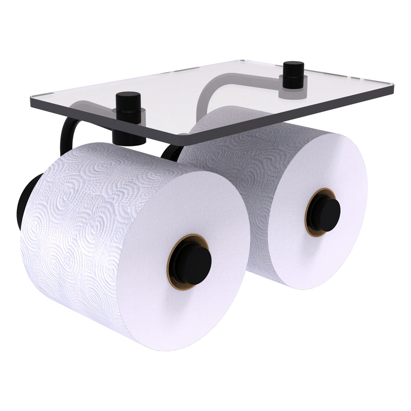 Dottingham Collection 2 Roll Toilet Paper Holder with Glass Shelf