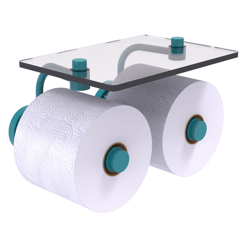 Dottingham Collection 2 Roll Toilet Paper Holder with Glass Shelf