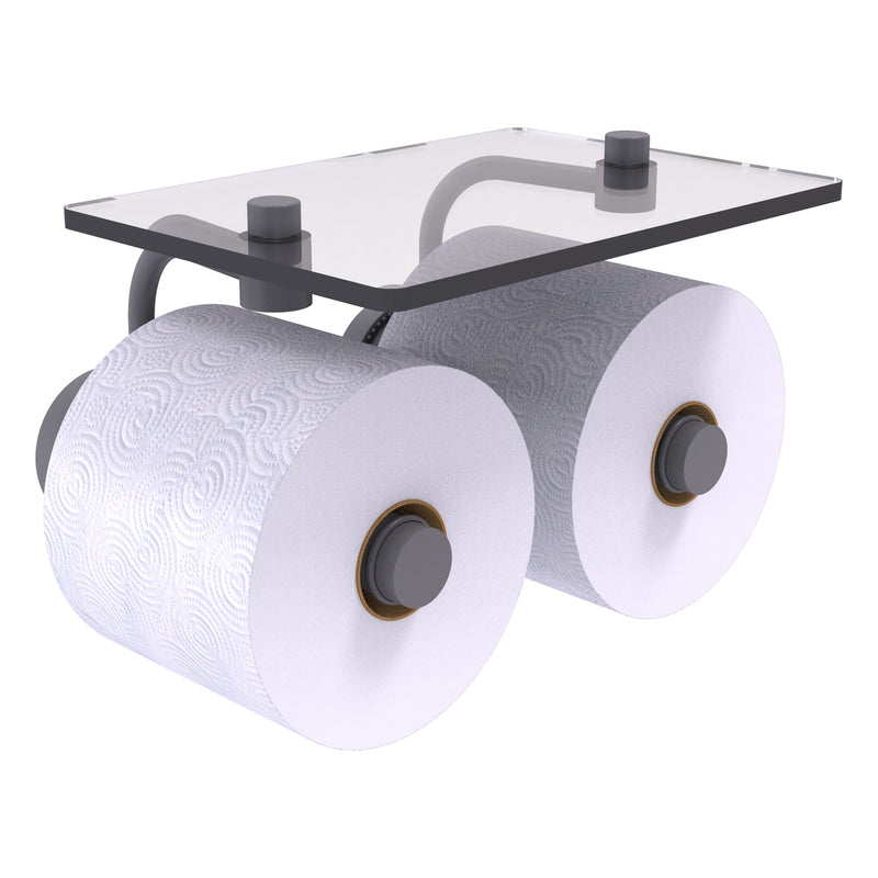 Dottingham Collection 2 Roll Toilet Paper Holder with Glass Shelf