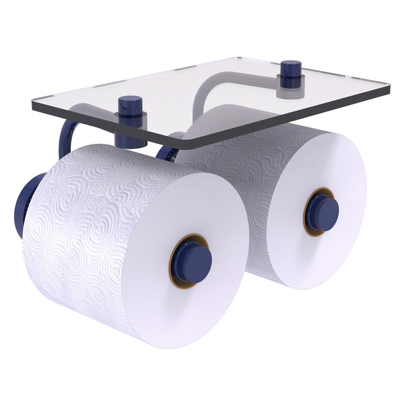 Dottingham Collection 2 Roll Toilet Paper Holder with Glass Shelf