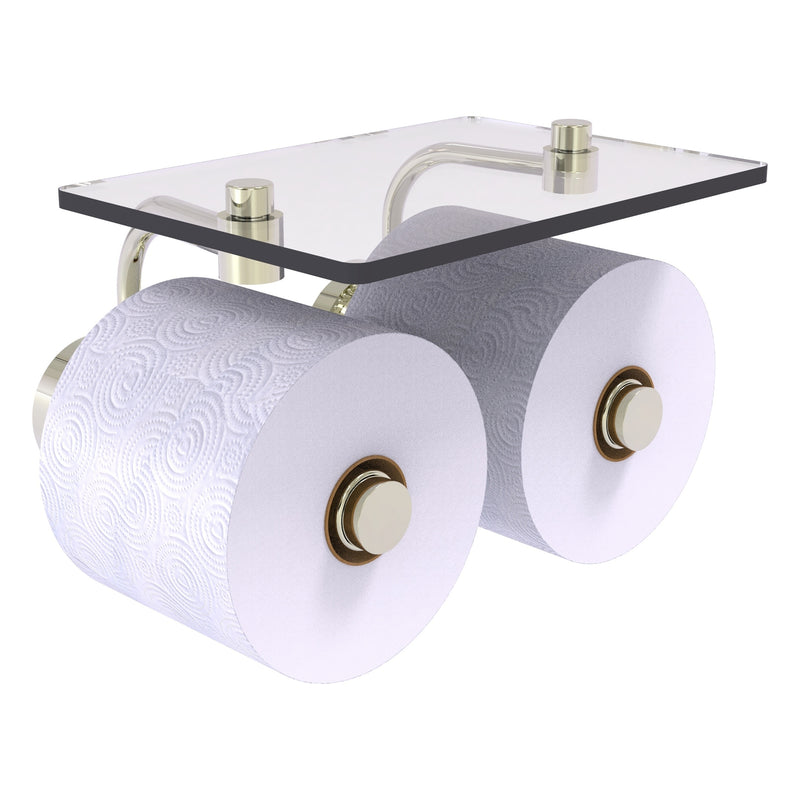 Dottingham Collection 2 Roll Toilet Paper Holder with Glass Shelf