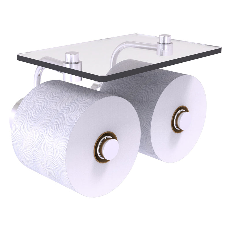 Dottingham Collection 2 Roll Toilet Paper Holder with Glass Shelf