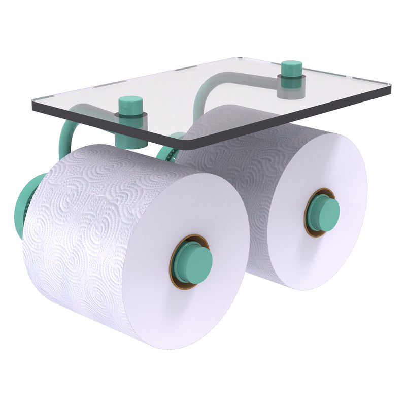 Dottingham Collection 2 Roll Toilet Paper Holder with Glass Shelf