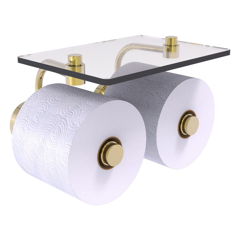 Dottingham Collection 2 Roll Toilet Paper Holder with Glass Shelf