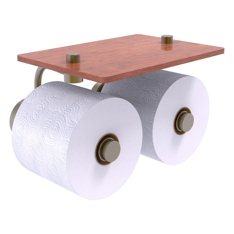 Dottingham Collection 2 Roll Toilet Paper Holder with Wood Shelf