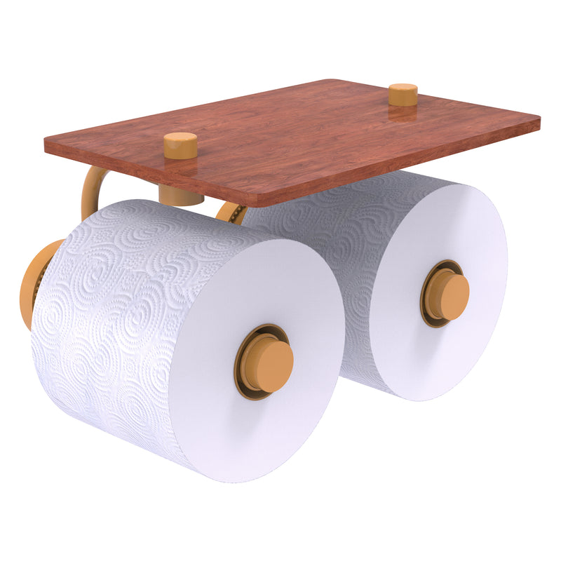 Dottingham Collection 2 Roll Toilet Paper Holder with Wood Shelf