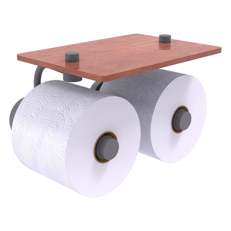 Dottingham Collection 2 Roll Toilet Paper Holder with Wood Shelf