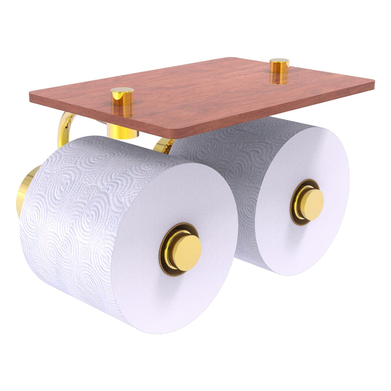 Dottingham Collection 2 Roll Toilet Paper Holder with Wood Shelf