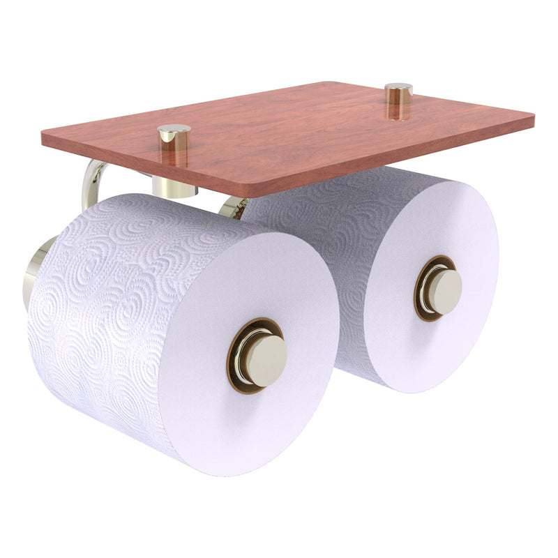 Dottingham Collection 2 Roll Toilet Paper Holder with Wood Shelf