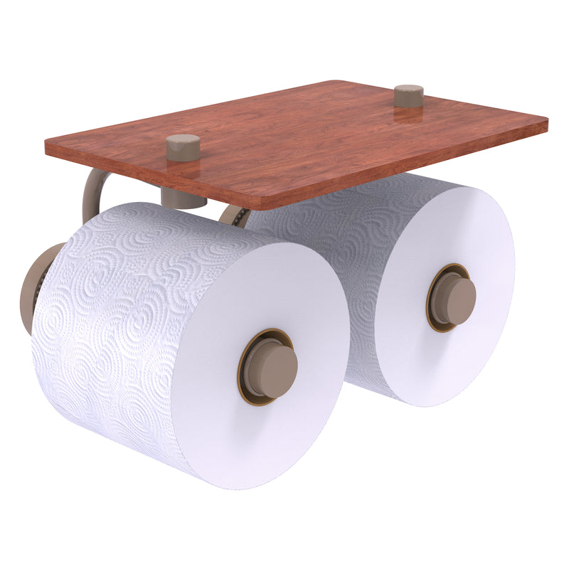 Dottingham Collection 2 Roll Toilet Paper Holder with Wood Shelf