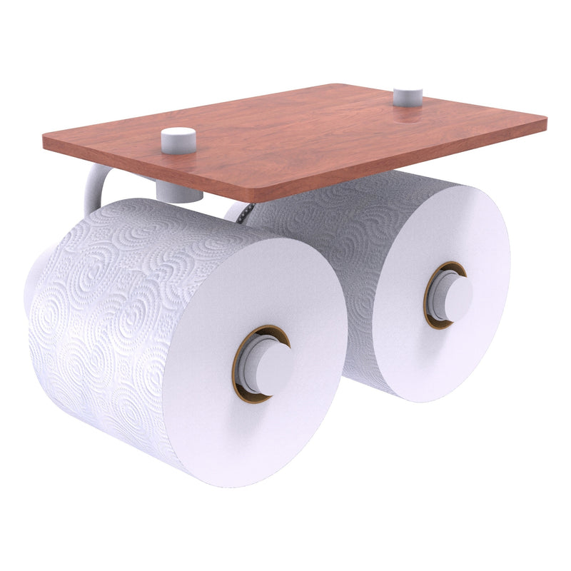 Dottingham Collection 2 Roll Toilet Paper Holder with Wood Shelf