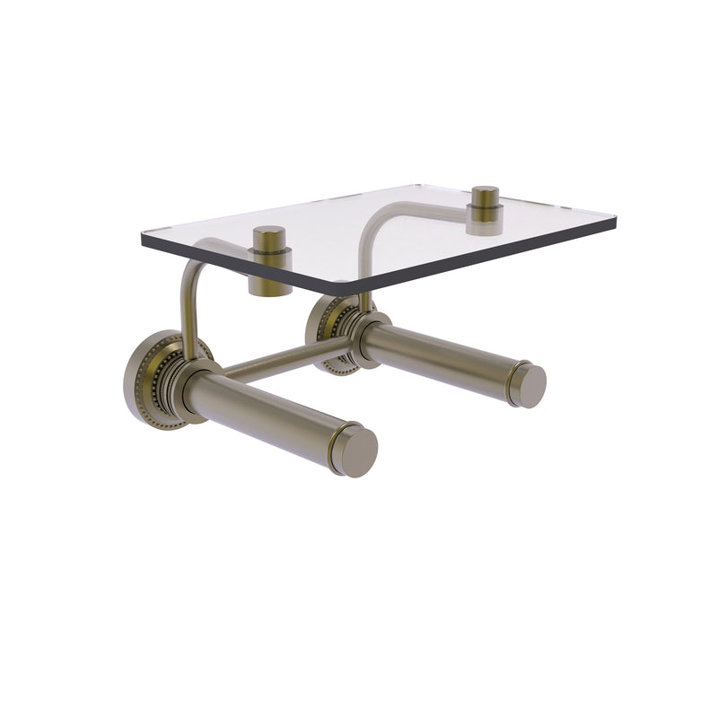 Dottingham Collection 2 Roll Toilet Paper Holder with Glass Shelf