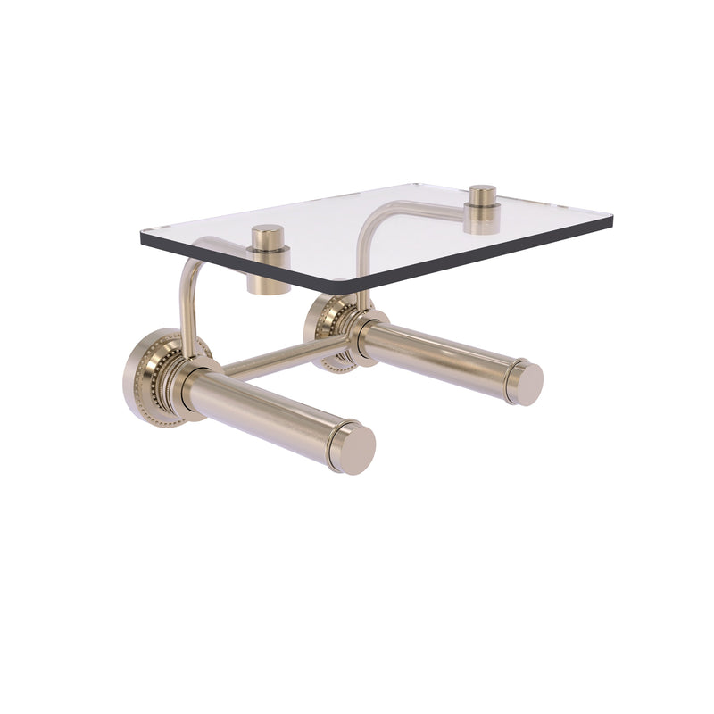 Dottingham Collection 2 Roll Toilet Paper Holder with Glass Shelf