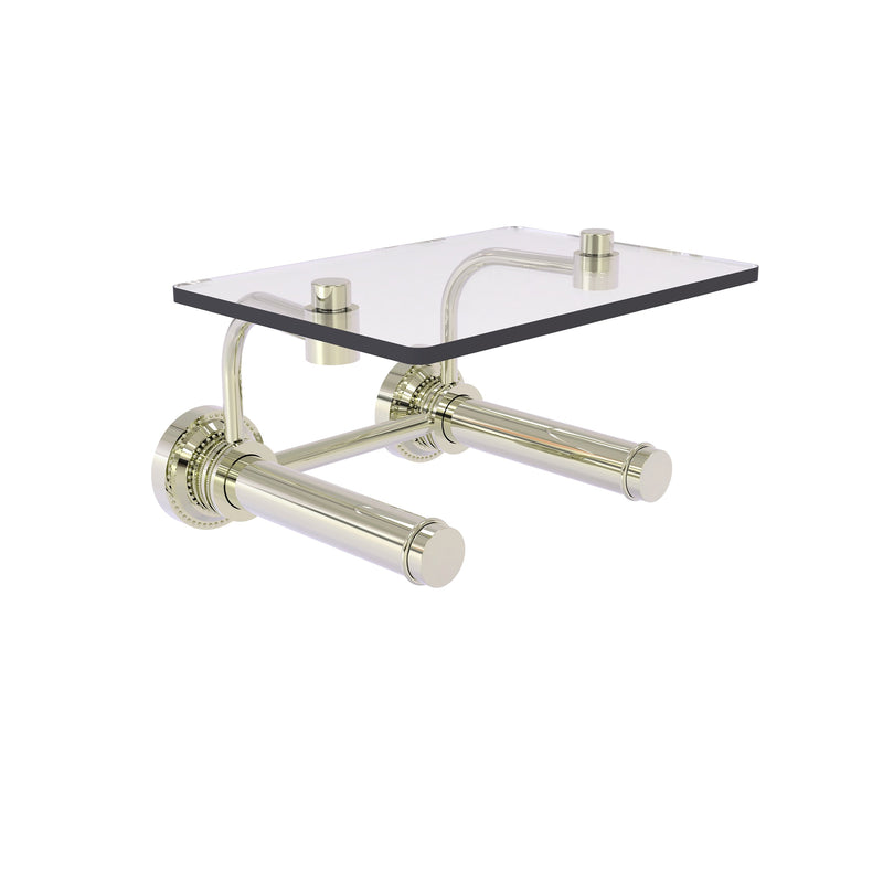 Dottingham Collection 2 Roll Toilet Paper Holder with Glass Shelf