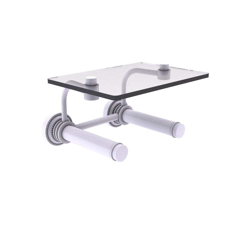 Dottingham Collection 2 Roll Toilet Paper Holder with Glass Shelf