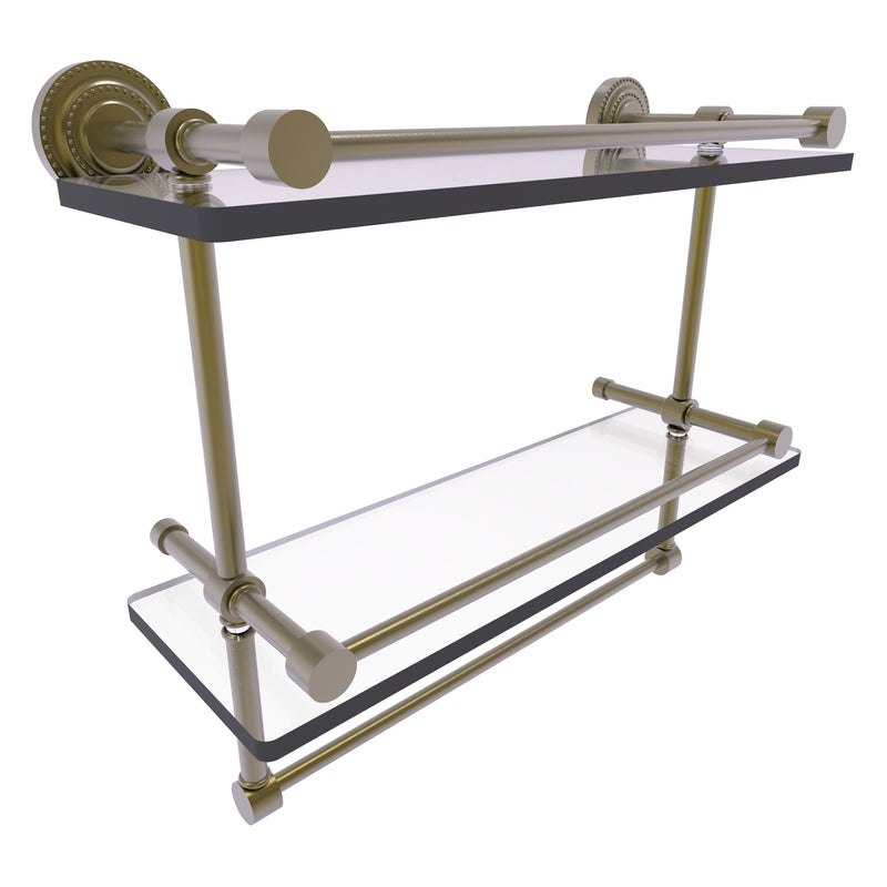 Dottingham Collection Gallery Rail Double Glass Shelf with Towel Bar