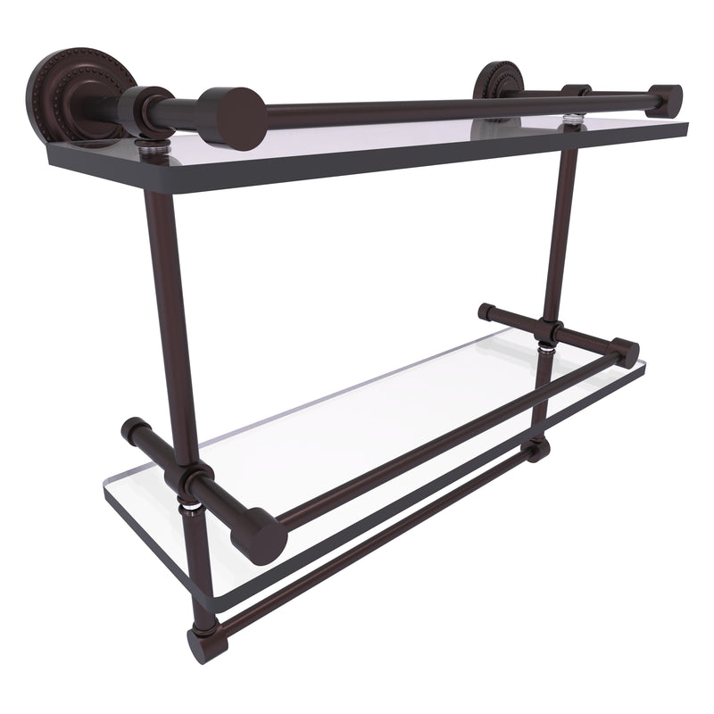 Dottingham Collection Gallery Rail Double Glass Shelf with Towel Bar