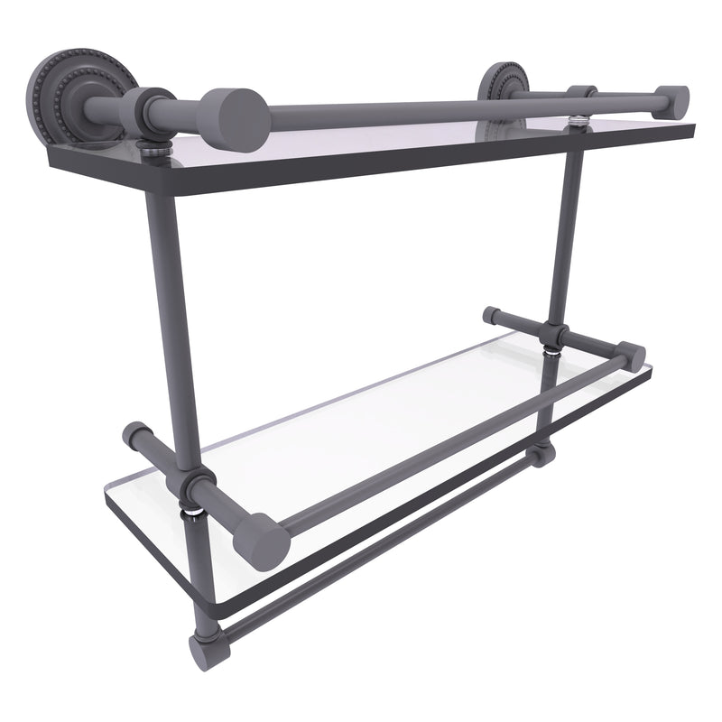 Dottingham Collection Gallery Rail Double Glass Shelf with Towel Bar