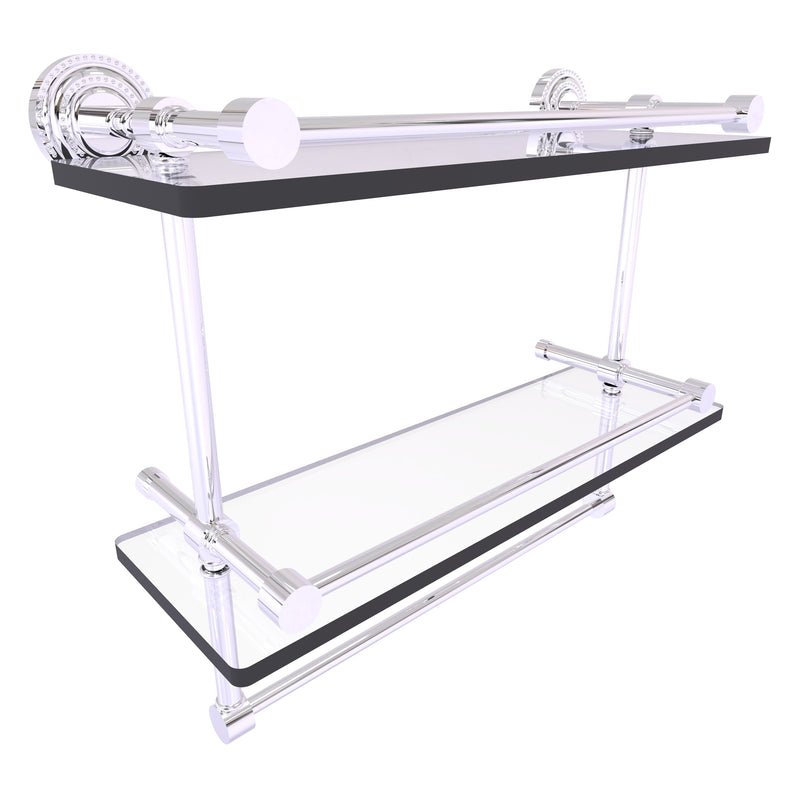 Dottingham Collection Gallery Rail Double Glass Shelf with Towel Bar