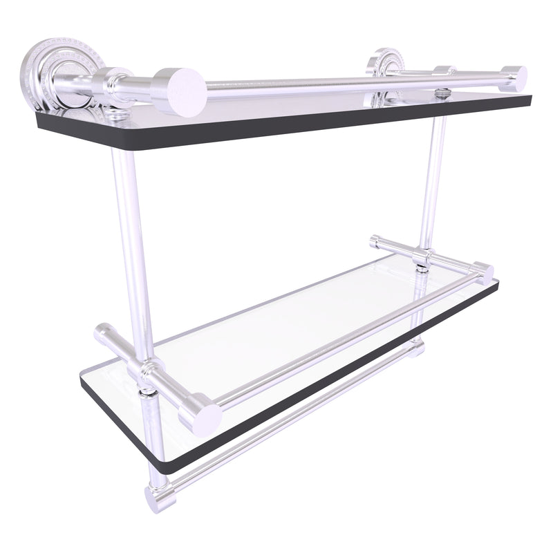 Dottingham Collection Gallery Rail Double Glass Shelf with Towel Bar