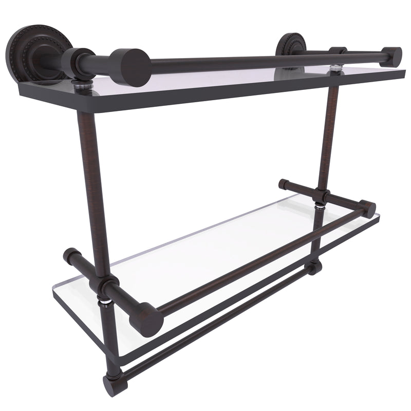 Dottingham Collection Gallery Rail Double Glass Shelf with Towel Bar