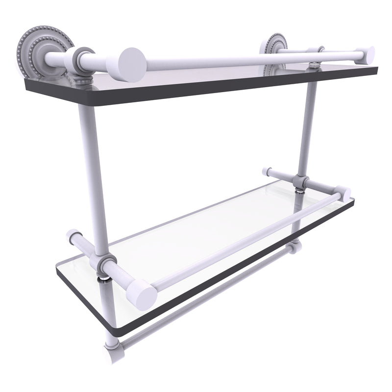 Dottingham Collection Gallery Rail Double Glass Shelf with Towel Bar