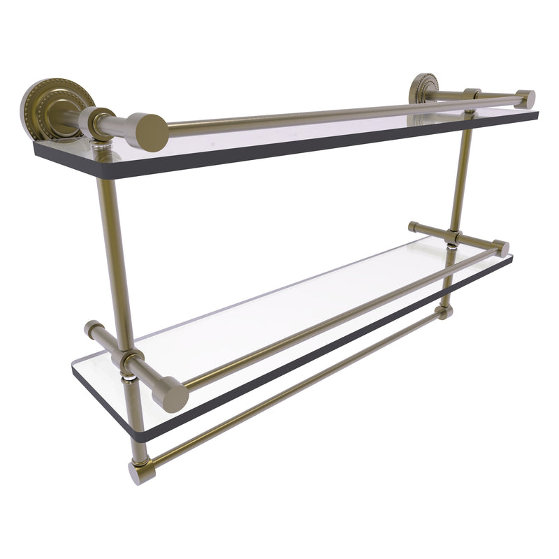 Dottingham Collection Gallery Rail Double Glass Shelf with Towel Bar