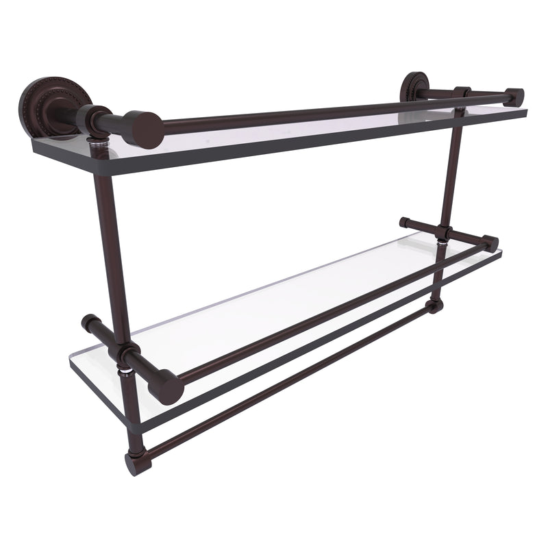 Dottingham Collection Gallery Rail Double Glass Shelf with Towel Bar