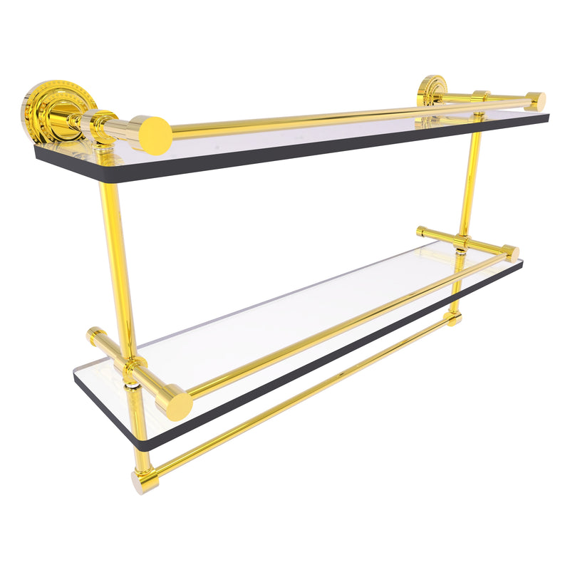 Dottingham Collection Gallery Rail Double Glass Shelf with Towel Bar