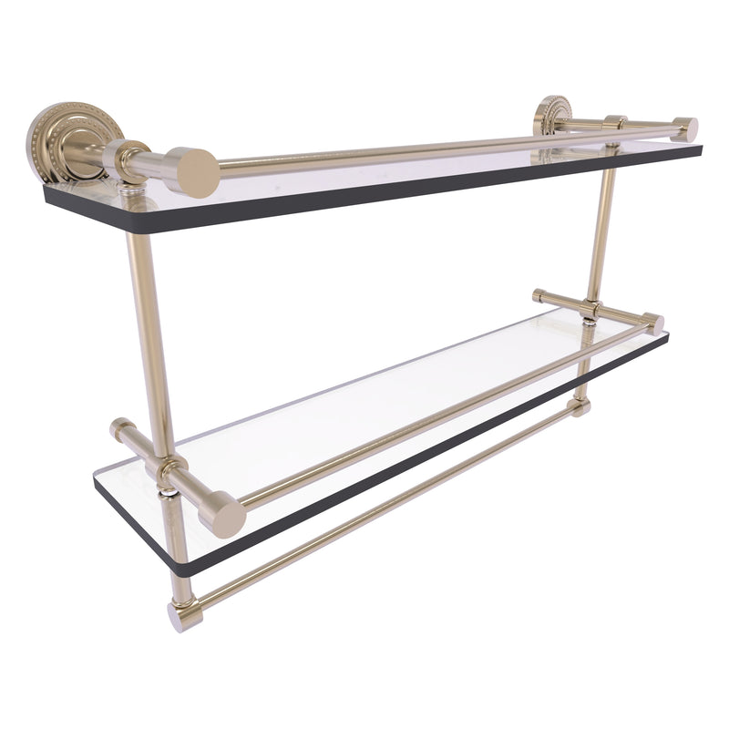 Dottingham Collection Gallery Rail Double Glass Shelf with Towel Bar