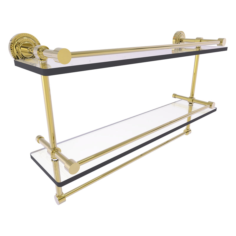 Dottingham Collection Gallery Rail Double Glass Shelf with Towel Bar