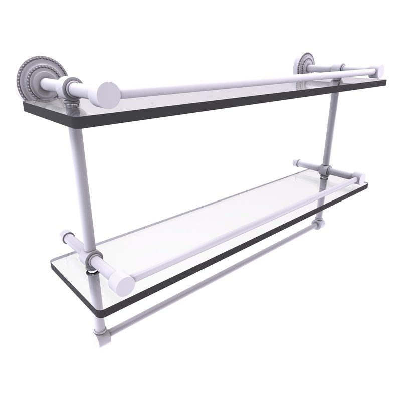 Dottingham Collection Gallery Rail Double Glass Shelf with Towel Bar