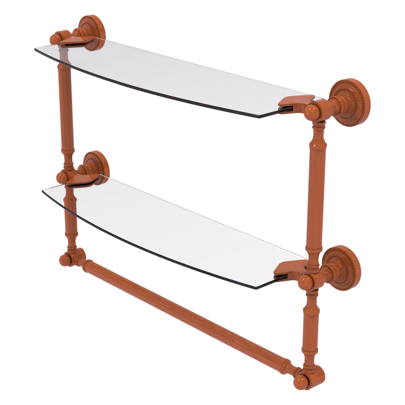 Dottingham Collection Two Tiered Glass Shelf with Integrated Towel Bar