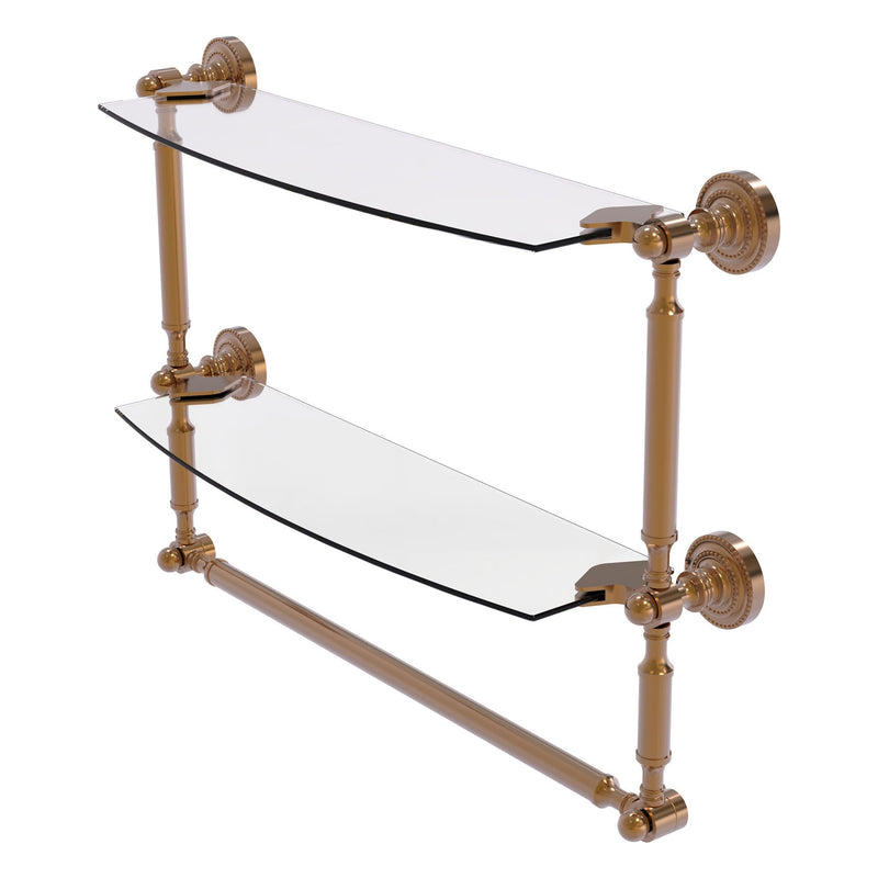 Dottingham Collection Two Tiered Glass Shelf with Integrated Towel Bar