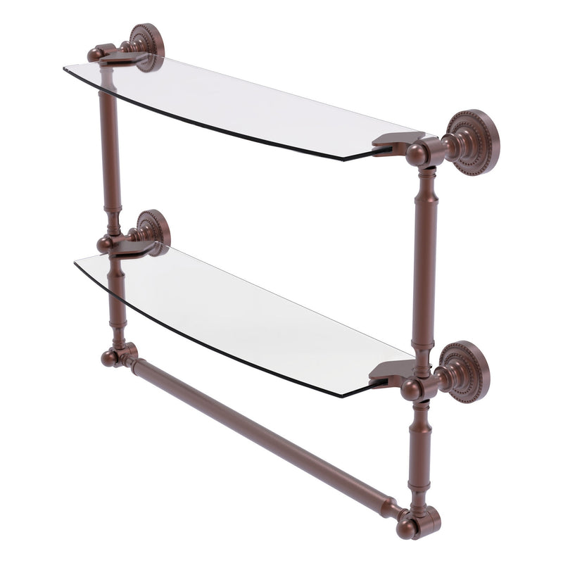 Dottingham Collection Two Tiered Glass Shelf with Integrated Towel Bar