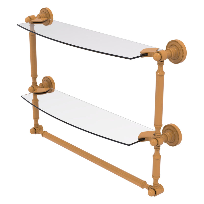 Dottingham Collection Two Tiered Glass Shelf with Integrated Towel Bar