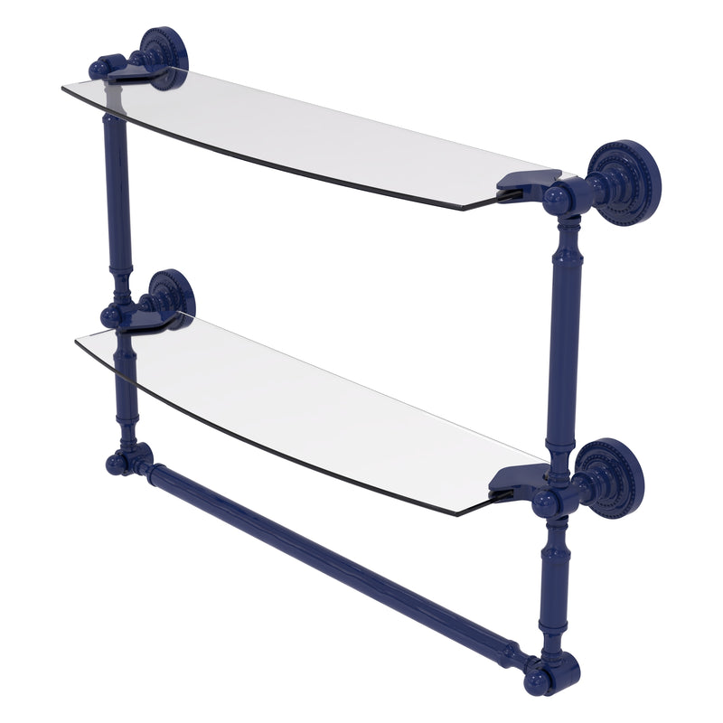 Dottingham Collection Two Tiered Glass Shelf with Integrated Towel Bar