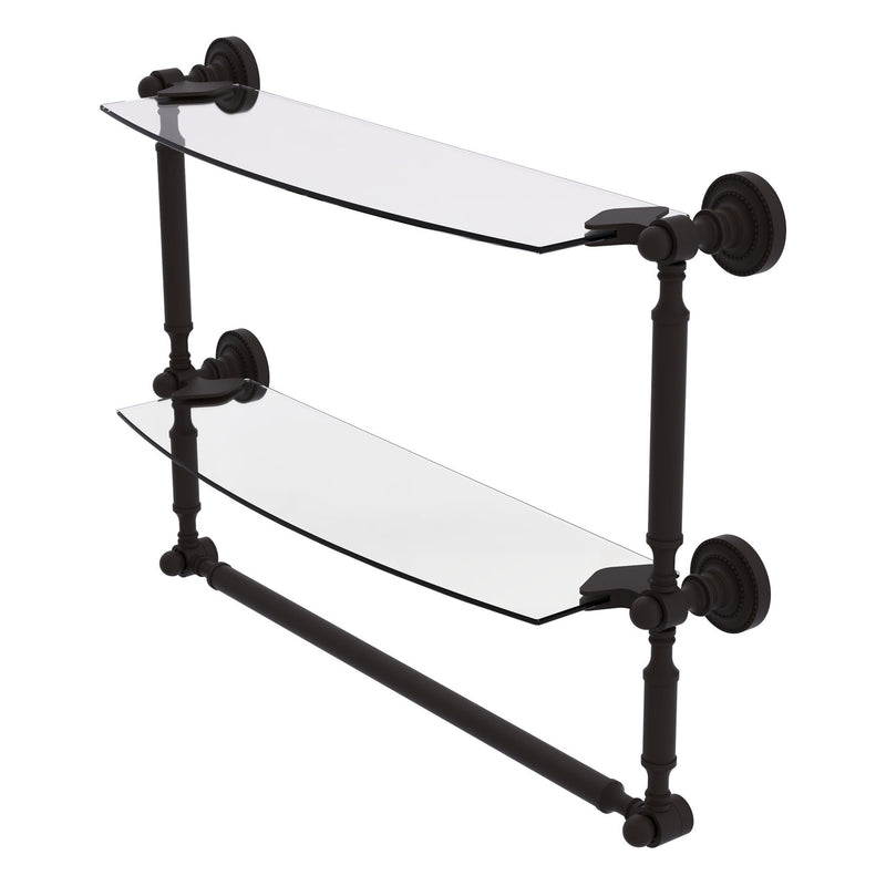 Dottingham Collection Two Tiered Glass Shelf with Integrated Towel Bar