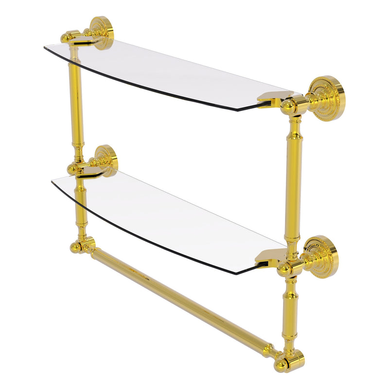 Dottingham Collection Two Tiered Glass Shelf with Integrated Towel Bar