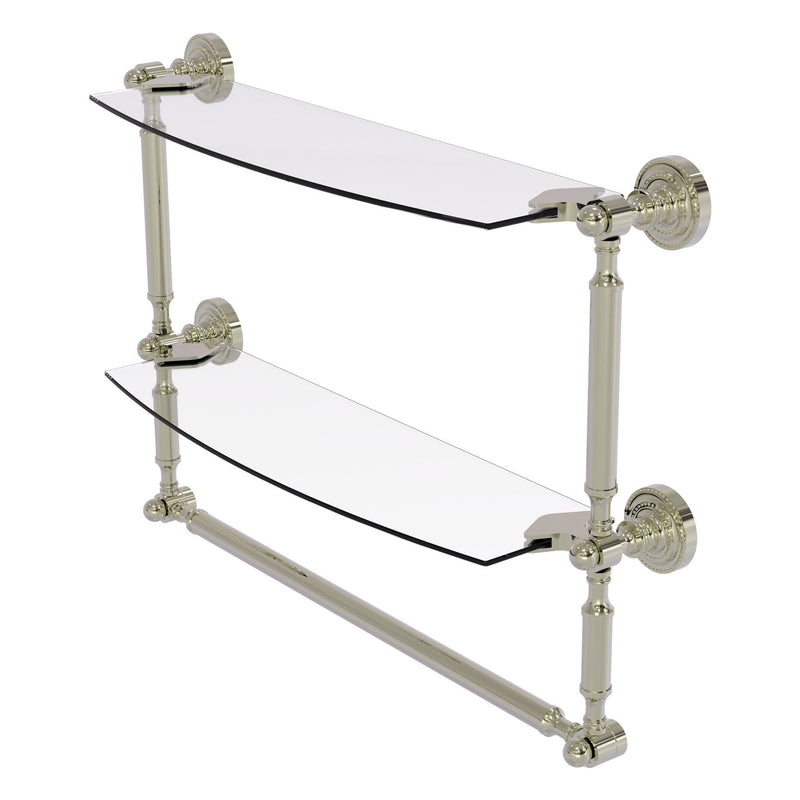 Dottingham Collection Two Tiered Glass Shelf with Integrated Towel Bar