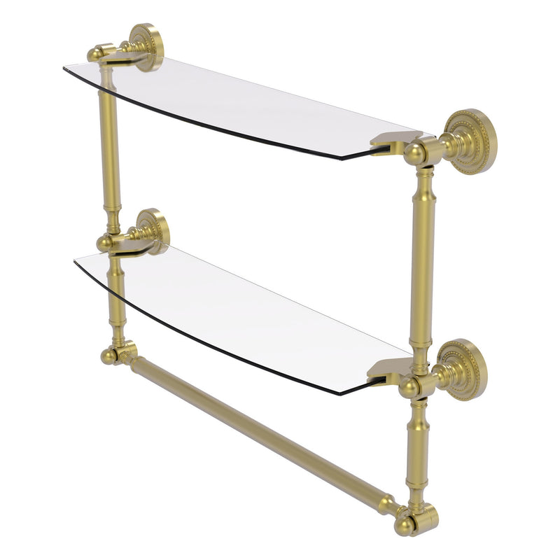 Dottingham Collection Two Tiered Glass Shelf with Integrated Towel Bar