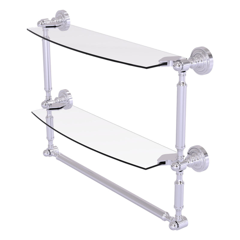 Dottingham Collection Two Tiered Glass Shelf with Integrated Towel Bar