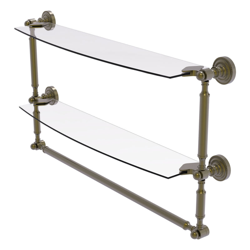 Dottingham Collection Two Tiered Glass Shelf with Integrated Towel Bar