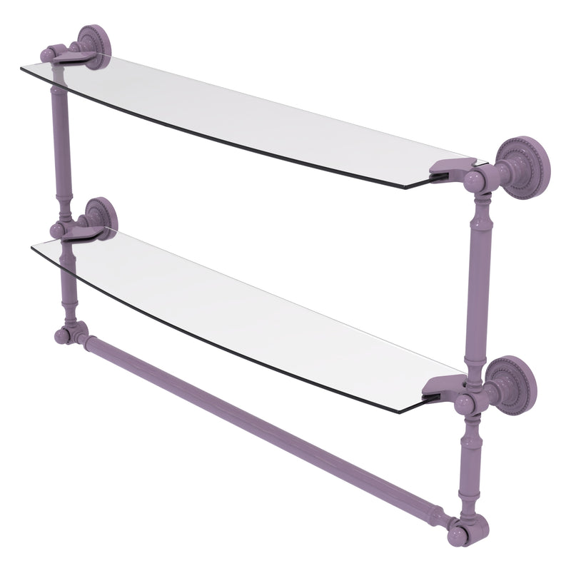 Dottingham Collection Two Tiered Glass Shelf with Integrated Towel Bar