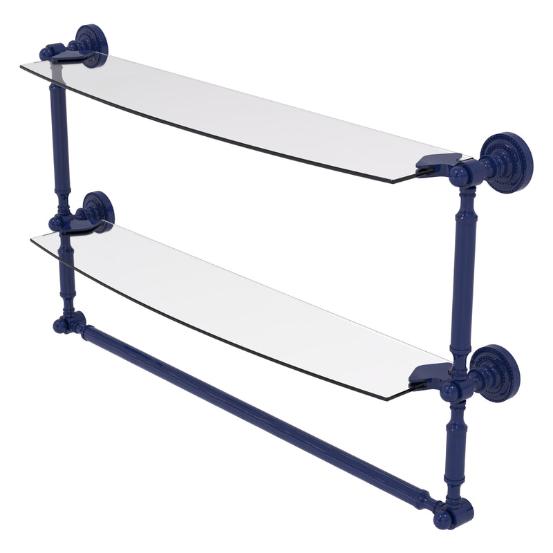 Dottingham Collection Two Tiered Glass Shelf with Integrated Towel Bar